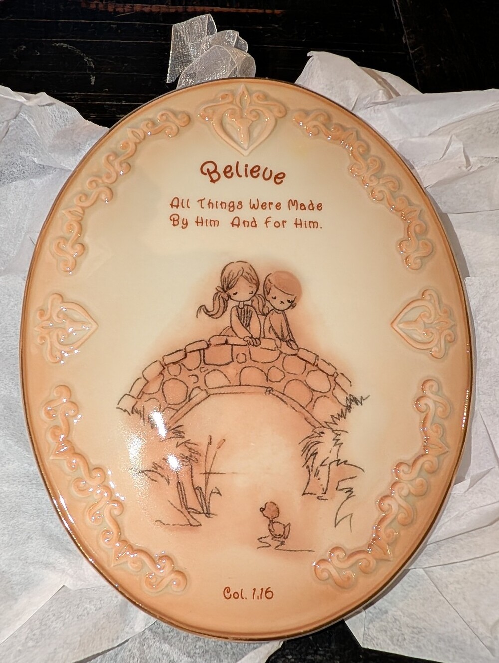 Vintage Precious Moments Believe Colossians 1:16 Wall Plaque